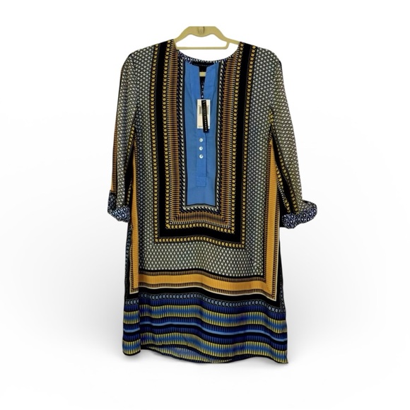 🔥NEW Grace Elements Boho Geometric 3/4 length sleeve shift dress. Knee length - Picture 2 of 6